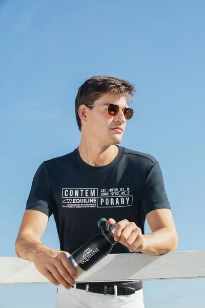 Męska koszulka Equiline Canutec - granatowa