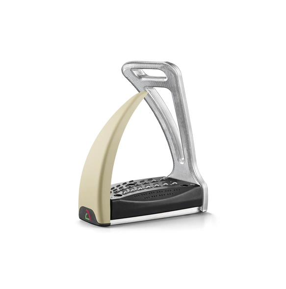 Strzemiona Safe Riding S2 srebrne z piaskowo-beżowymi nakładkami