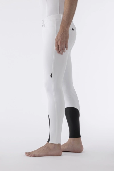 Męskie bryczesy Equiline Albertk lej kolanowy X-Grip - białe