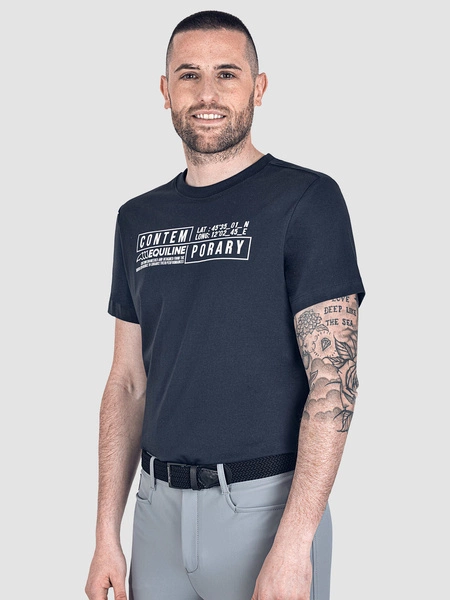 Męska koszulka Equiline Canutec - granatowa