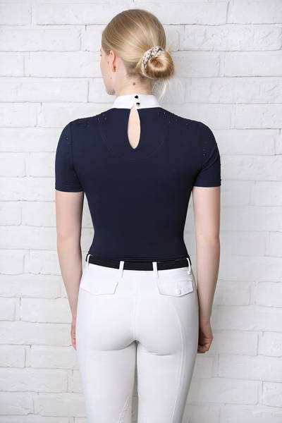 Koszula konkursowa Fleur de Lys Equestrian Holly Short - granatowy