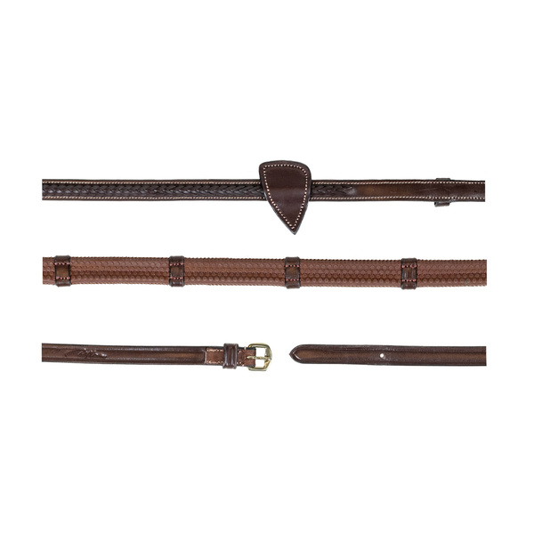 Gumowo-skórzane wodze 1/2" Dy'on D Collection z plecionką i 7 stoperami