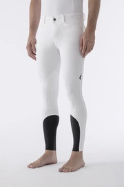Męskie bryczesy Equiline Grafton z materiałowym lejem kolanowym - białe