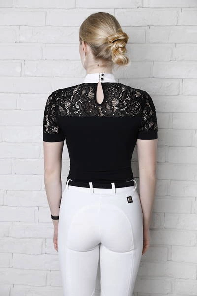 Koszula konkursowa Fleur de Lys Equestrian Cristall Short - czarna
