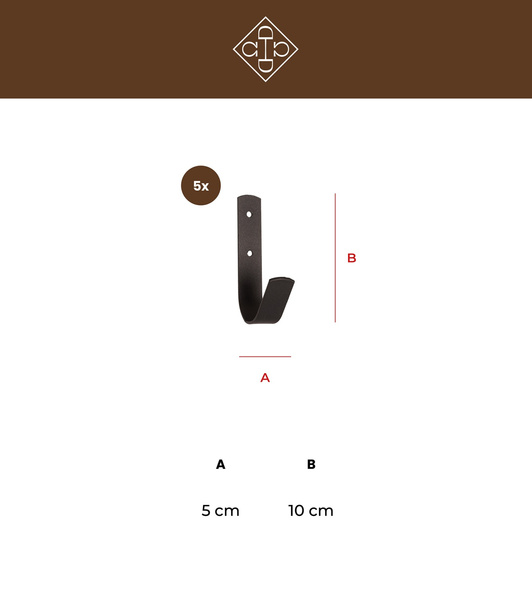 Kentucky wieszak Small Hook Matt - czarny - 5 sztuk