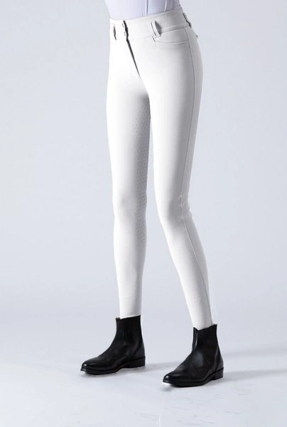 Bryczesy z wysokim stanem Ego7 CA z pełnym lejem - białe