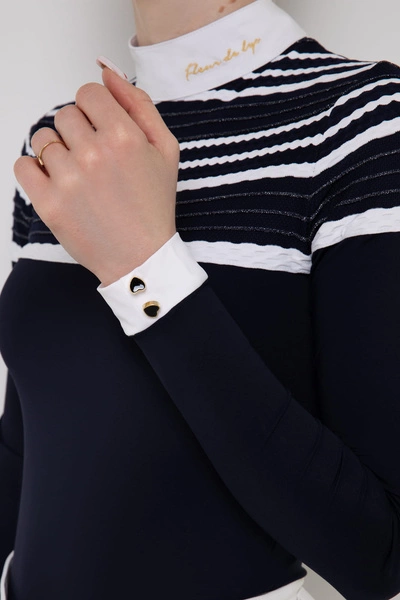 Koszula konkursowa Fleur de Lys Equestrian Moonflower - granatowa