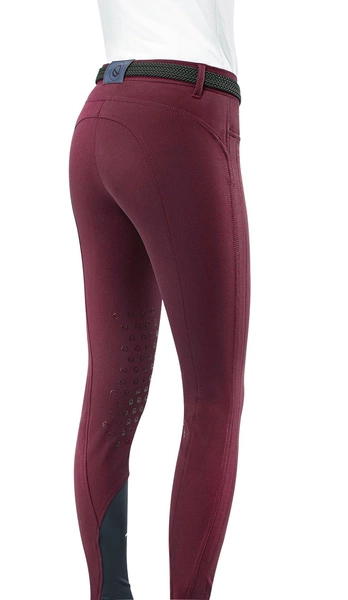 Damskie bryczesy Eqode by Equiline Delma z lejem kolanowym Q-Grip - wiśniowe