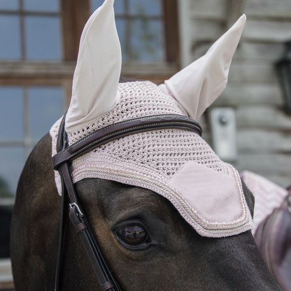 Kentucky nauszniki Velvet Pearls - pudrowy róż