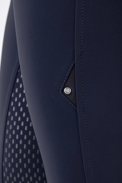 Damskie bryczesy Equiline Adellek z wysokim stanem i pełnym lejem X-Grip - granatowe