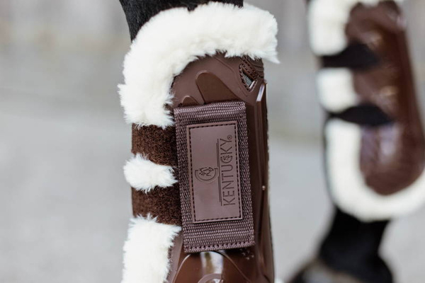 Kentucky ochraniacze Vegan Sheepskin Tendon Velcro - brązowe