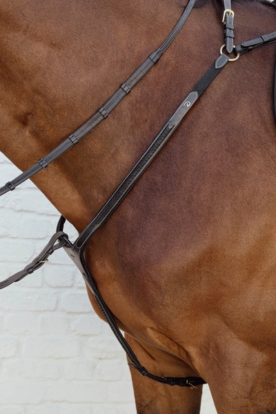 Skórzano-elastyczny napierśnik z plecionką Dy'on Bridge Breastplate D Collection - czarny