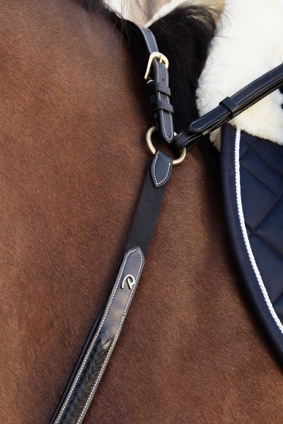 Skórzano-elastyczny napierśnik z plecionką Dy'on Bridge Breastplate D Collection - czarny