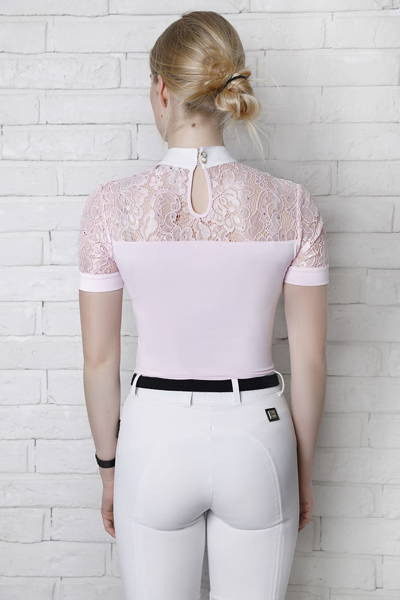 Koszula konkursowa Fleur de Lys Equestrian Cristall Short - różowa