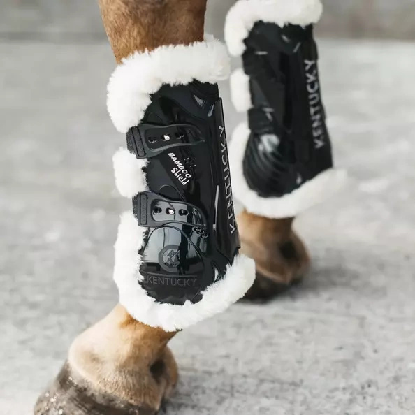 Kentucky Bamboo Vegan Sheepskin Tendon Boots Elastic na przednie nogi - czarne