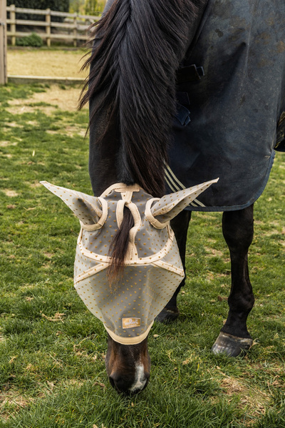  Kentucky Fly Mask Heart - maska na owady - beżowa