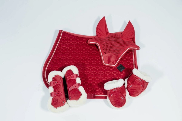 Kentucky Ochraniacze Vegan Sheepskin Young Horse Fetlock Velvet na zadnie nogi - czerwone