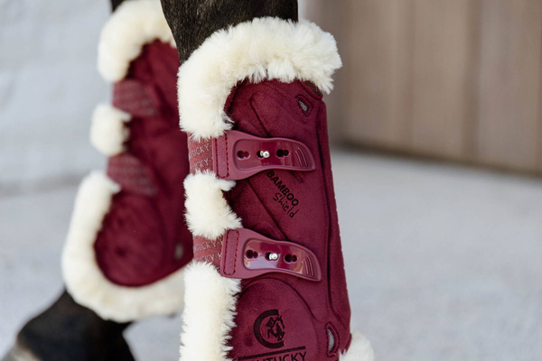 Kentucky Ochraniacze Bamboo Vegan Sheepskin Tendon Boots Elastic Velvet na przednie nogi - bordo