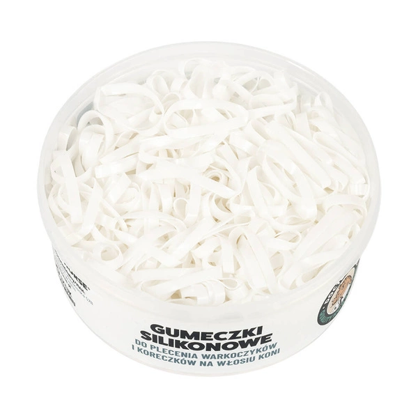 Mocne silikonowe gumki do grzywy Doctor Horse 500szt. - białe