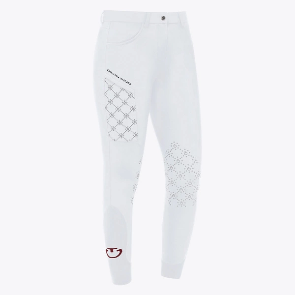 Bryczesy Cavalleria Toscana Mini Orbit Flock - białe