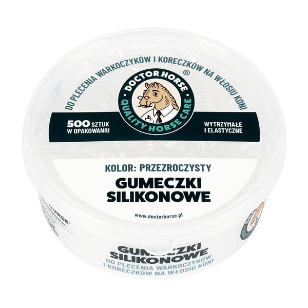 Mocne silikonowe gumki do grzywy Doctor Horse 500szt. - przezroczyste