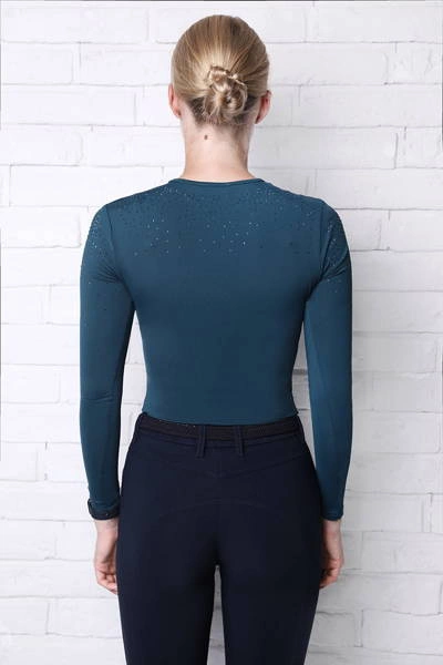 Koszulka treningowa Fleur de Lys Equestrian Rose - ciemna zieleń