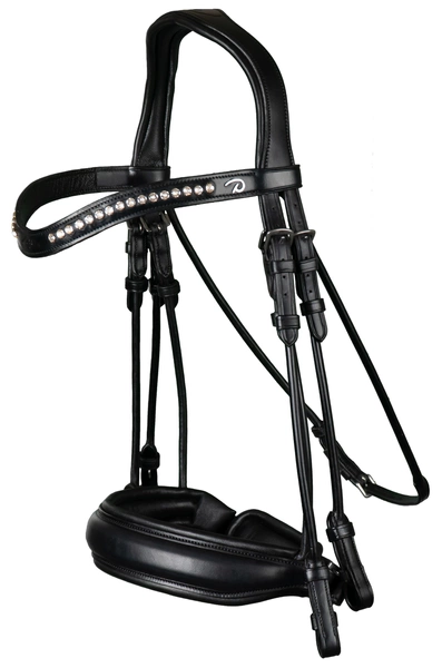 Ogłowie rurkowe munsztukowe Dy'on z szerokim matowym nachrapnikiem szwedzkim