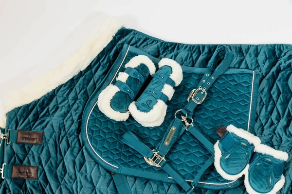 Kentucky Ochraniacze Bamboo Vegan Sheepskin Tendon Boots Elastic Velvet na przednie nogi - szmaragdowe