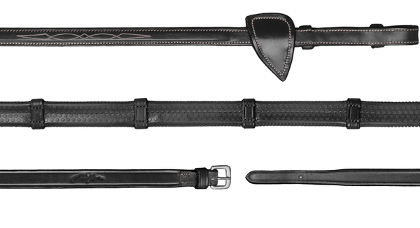 Gumowe wodze z 7 stoperami 1/2" Dy'on US Jumping - czarne