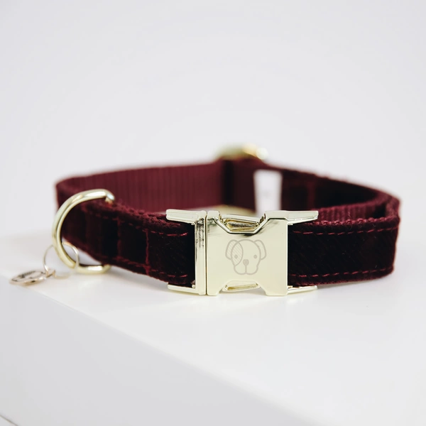 Obroża Kentucky Corduroy - bordowa